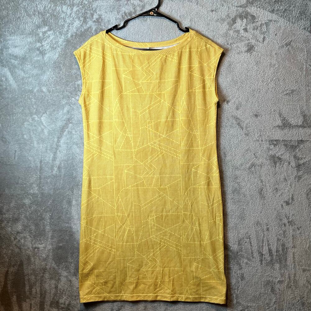 PrAna Women's Sanna‎ t-shirt Dress Stretchy Boat Neck Size Small Yellow